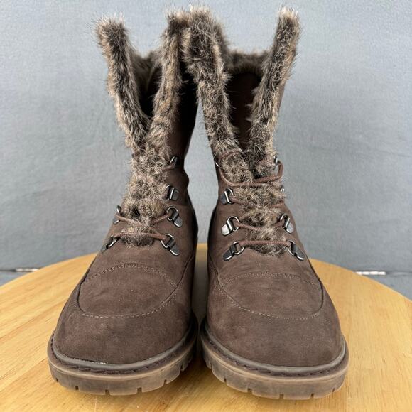 Bass Angelica Faux Fur Brown Lace-Up Boots Women’s Size 8.5 US - Picture 2 of 8